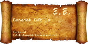 Benedek Béla névjegykártya