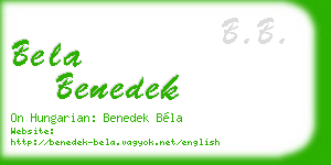 bela benedek business card